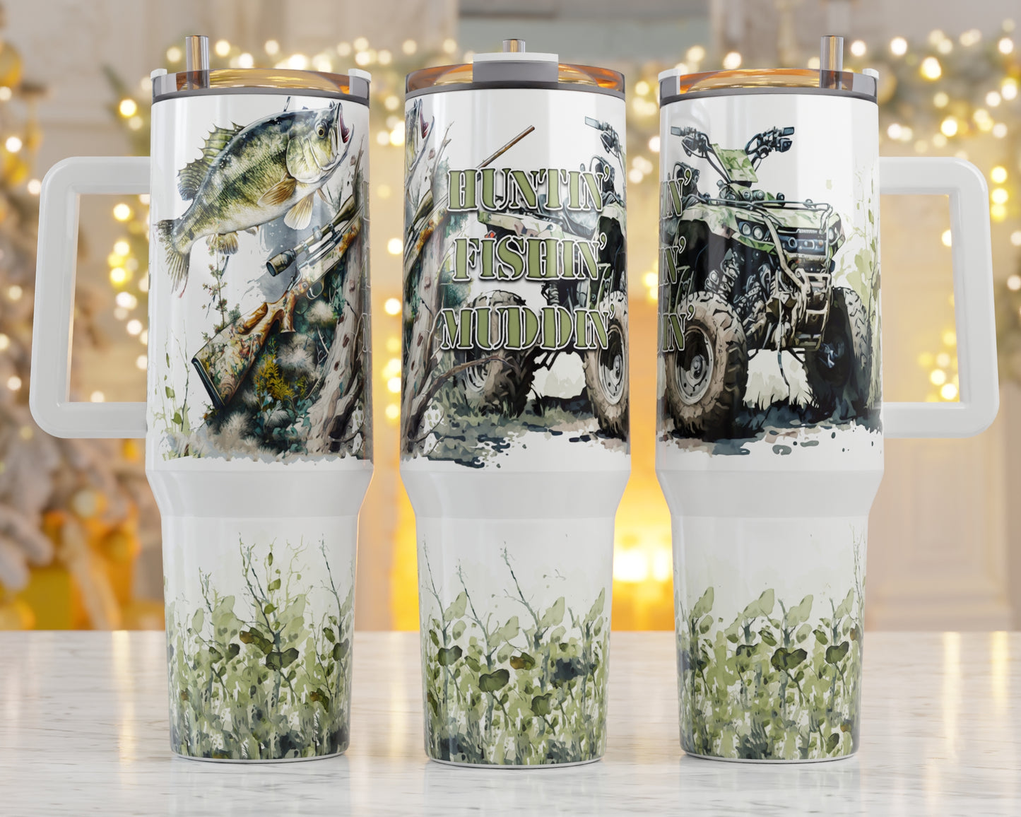 40oz Tumbler Huntin' Fishin' Mudden' Add custom name for free! Great Gift!