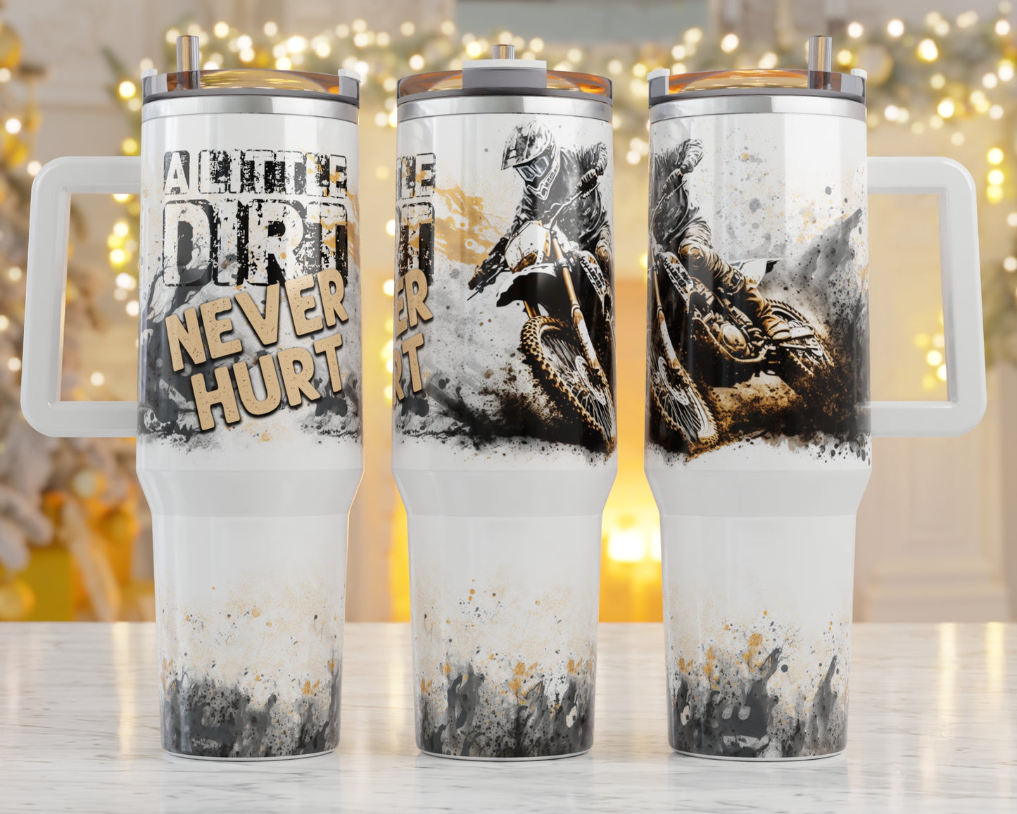 40oz Tumbler- A Little Dirt Never Hurt, His Birthday Gift, Add custom name for free! Great Gift!