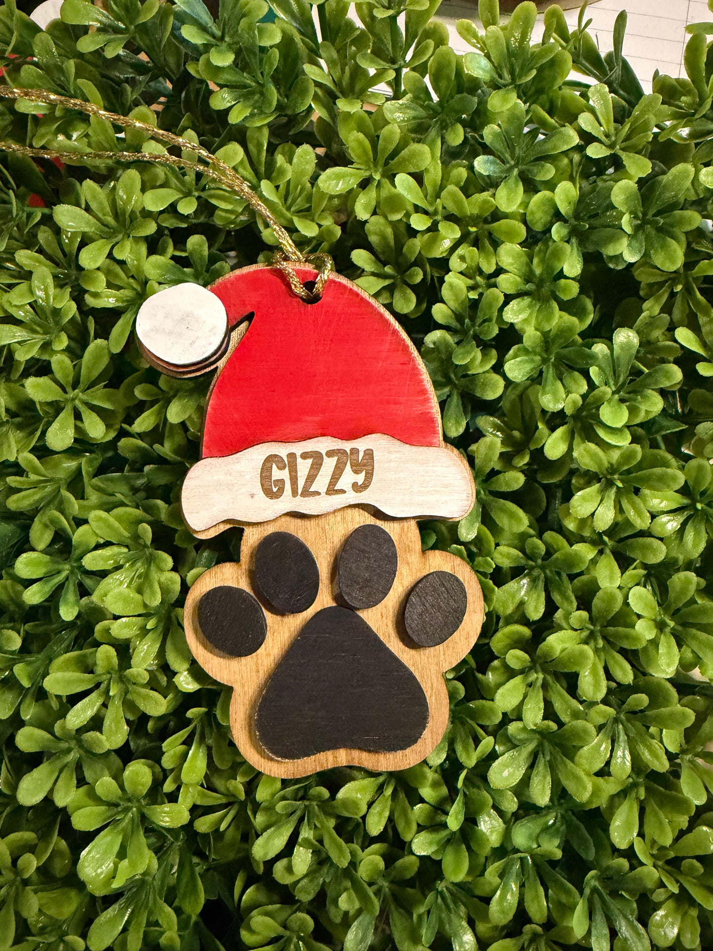 Santa Dog Paws Ornament with personlized name!!