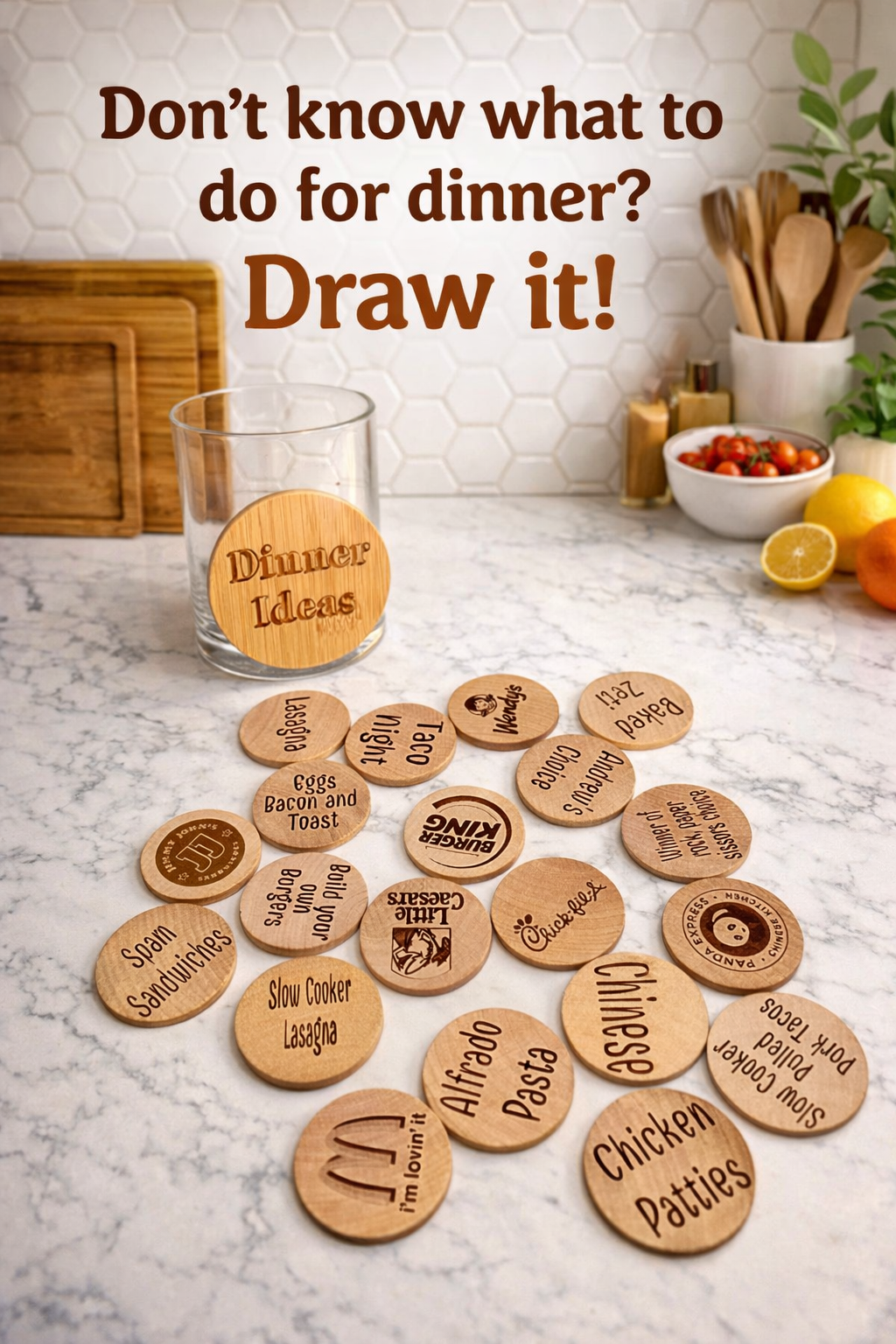 Dinner Ideas Token & Glass Jar