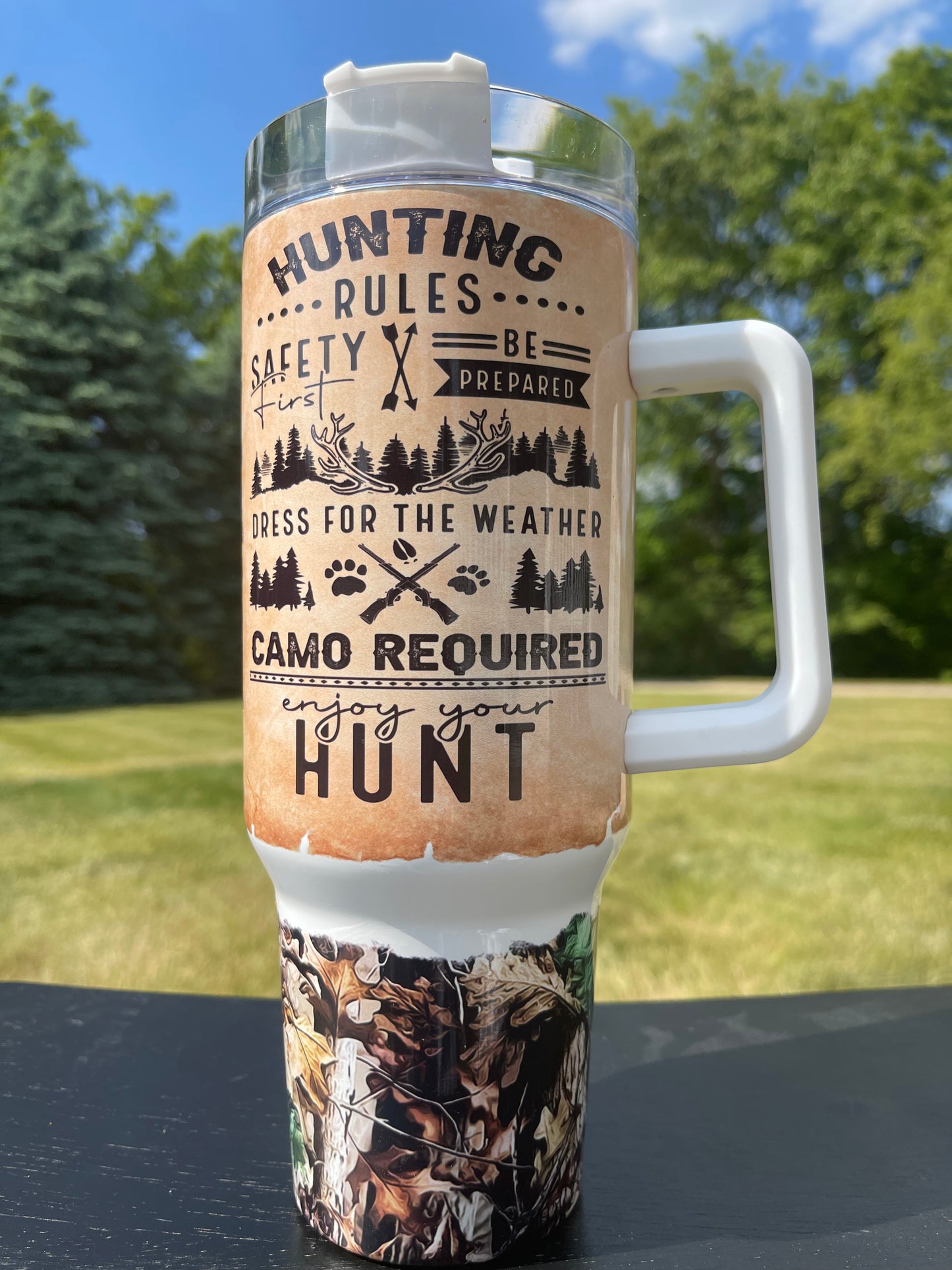 40oz - Deer Hunting Rules- His/Her Birthday Gift, Add custom name for free! Great Gift!