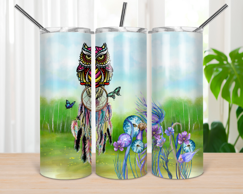 Owl Animal - 20 or 30oz Skinny Tumblers w/ Lid and Metal Straw