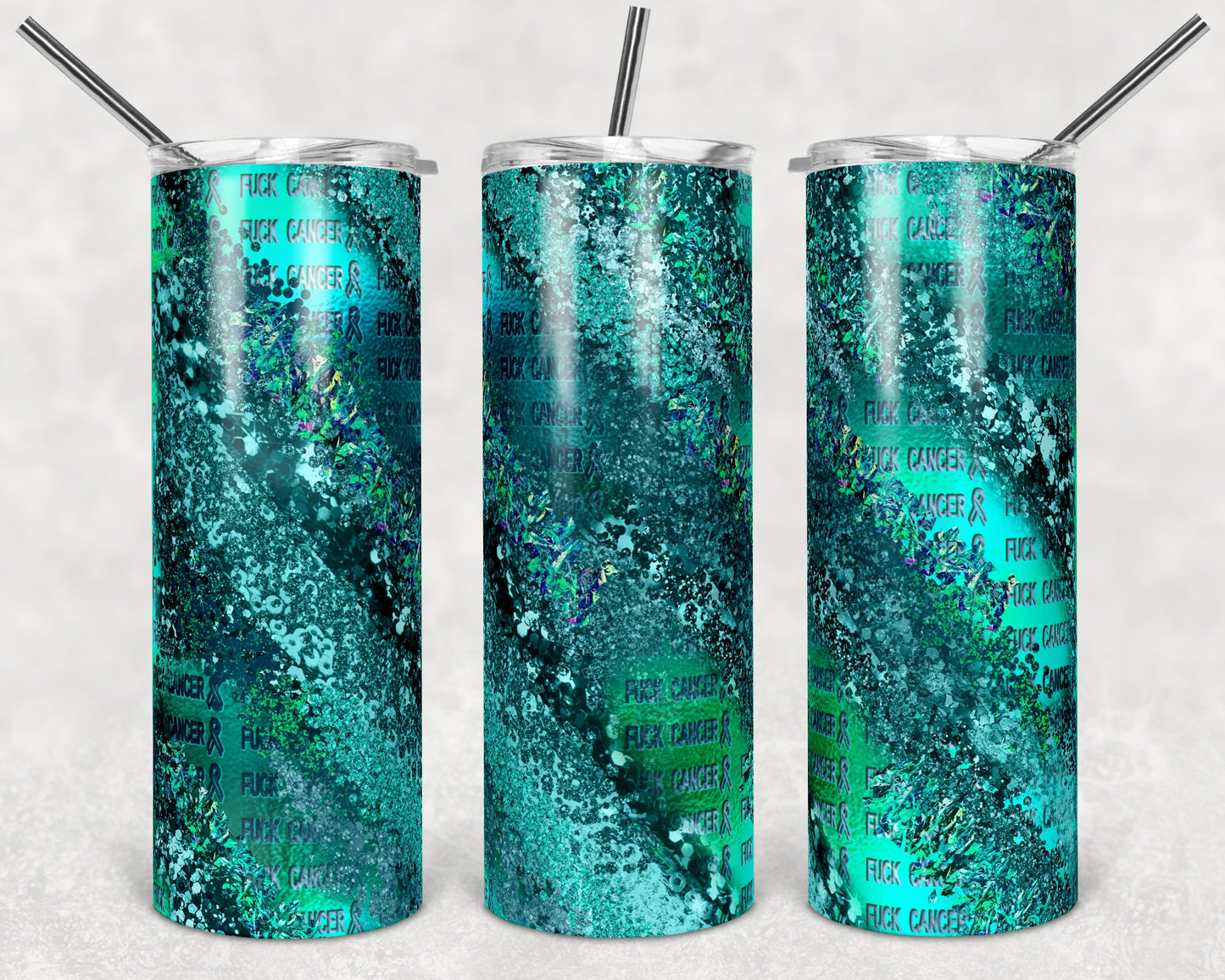 F Cancer- 20oz or 30oz Skinny Tumblers w/ Lid and Metal Straw