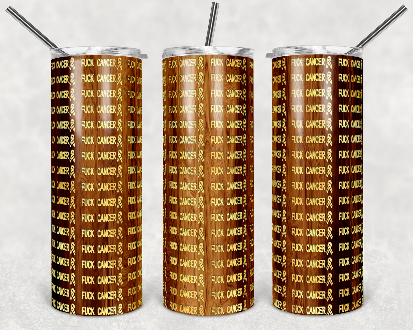 F Cancer- 20oz or 30oz Skinny Tumblers w/ Lid and Metal Straw