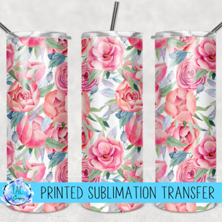 Pretty in Pink Flowers- Sublimation Print (This Is Not A Digital File)