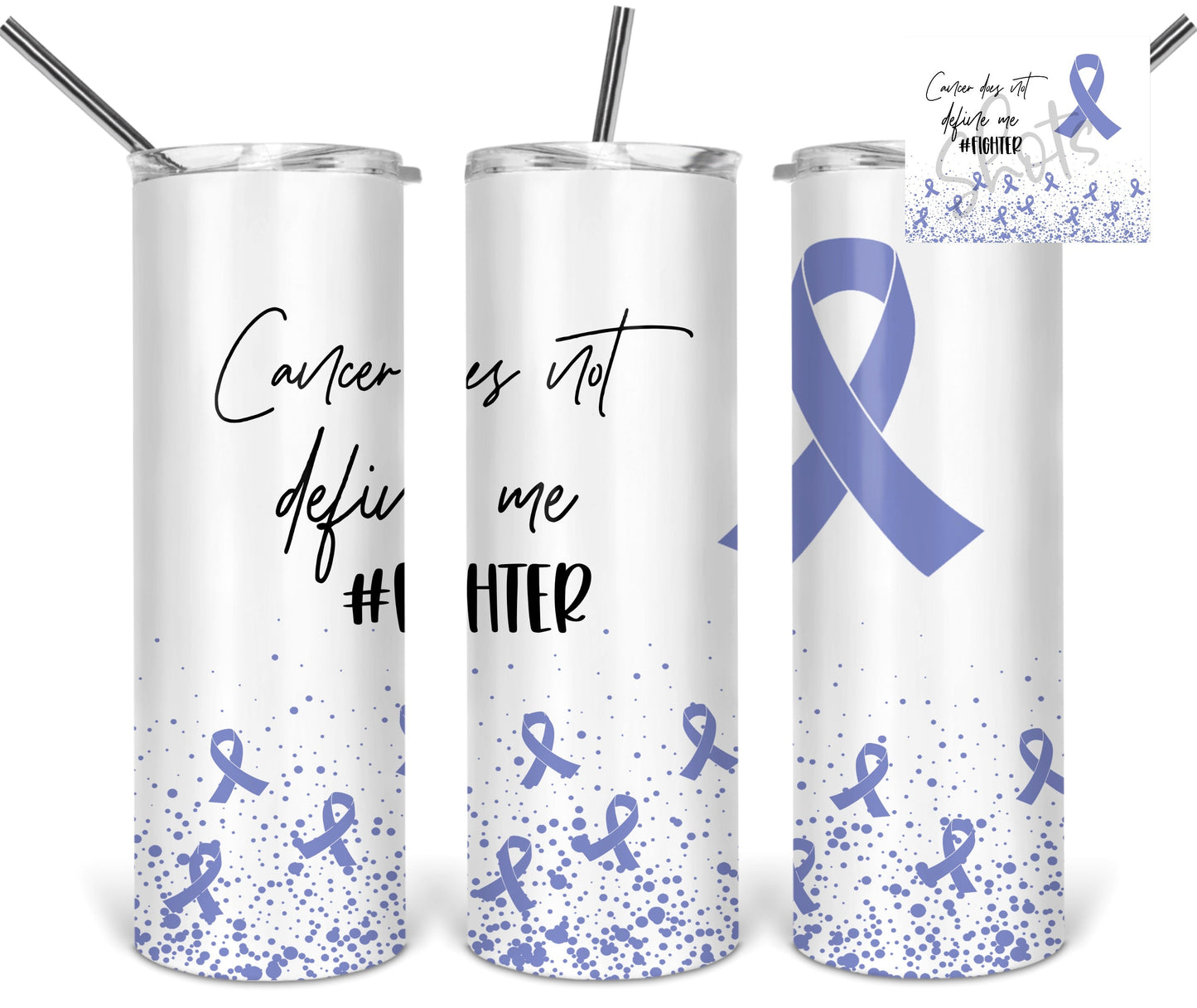 Cancer- 20oz or 30oz Skinny Tumblers w/ Lid and Metal Straw