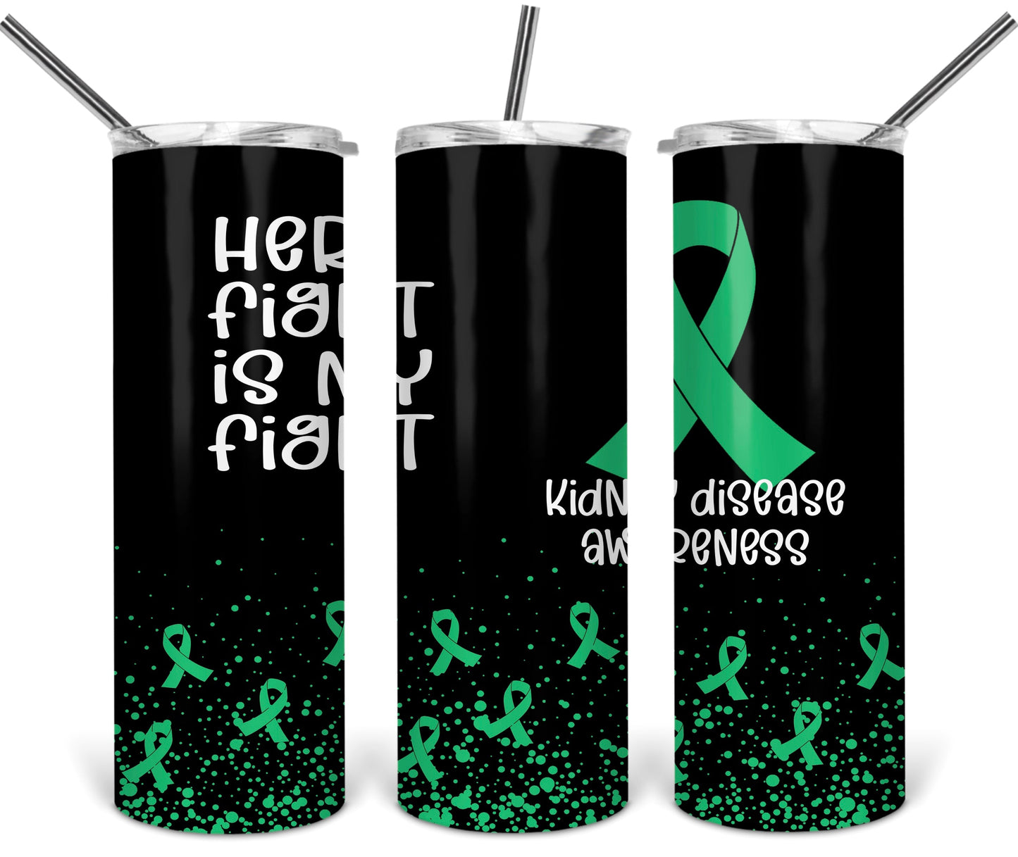 Kidney Disease Ribbon Fight - 20 oz or 30oz Skinny Tumblers w/ Lid and Metal Straw