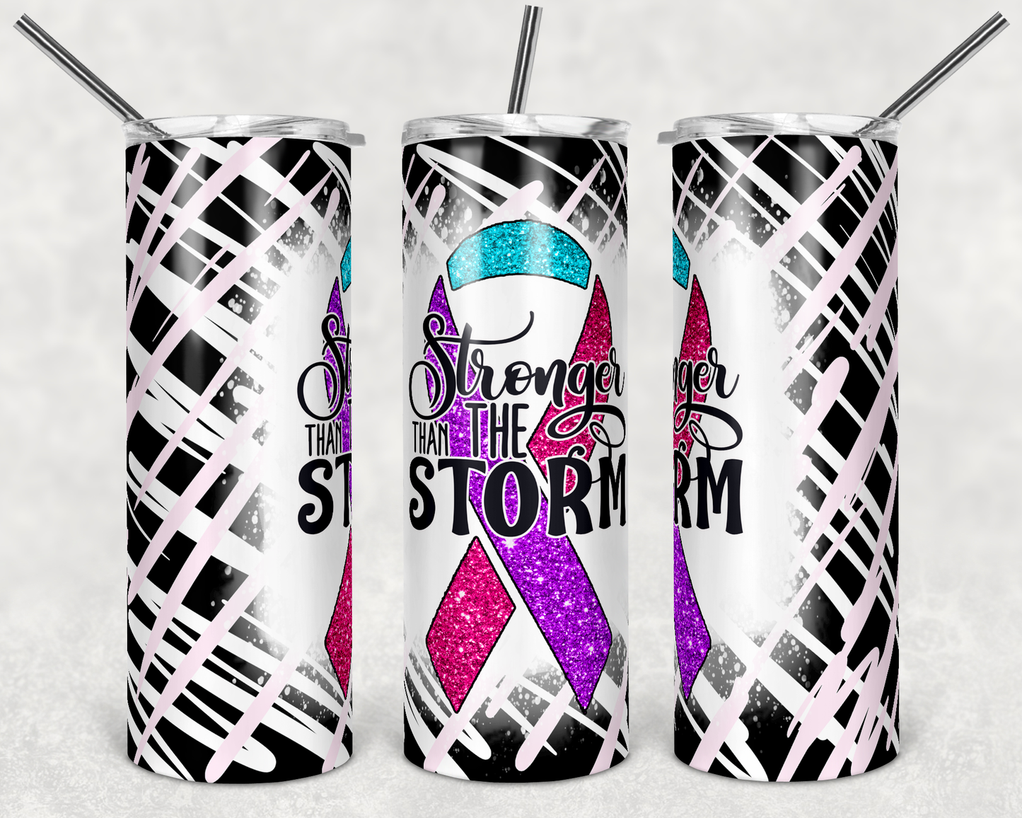 Thyroid Cancer Strong - 20oz or 30oz Skinny Tumblers w/ Lid and Metal Straw