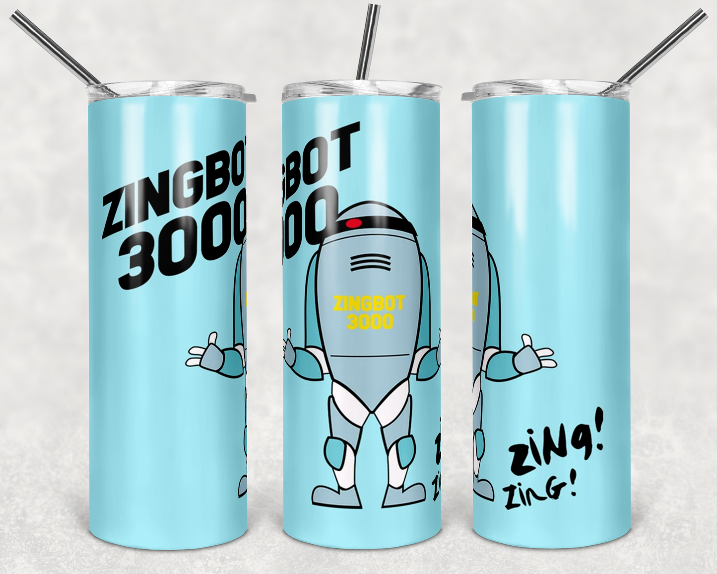 Zingbot - 20oz or 30oz Skinny Tumblers w/ Lid and Metal Straw