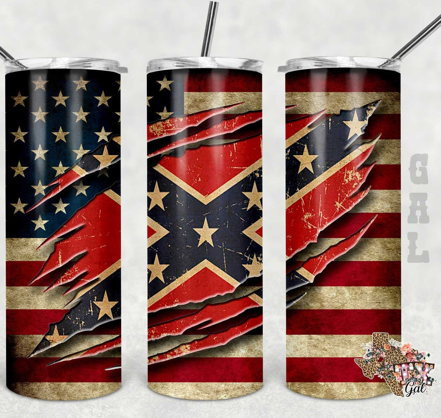 Flag - 20 oz Skinny Tumblers w/ Lid and Metal Straw