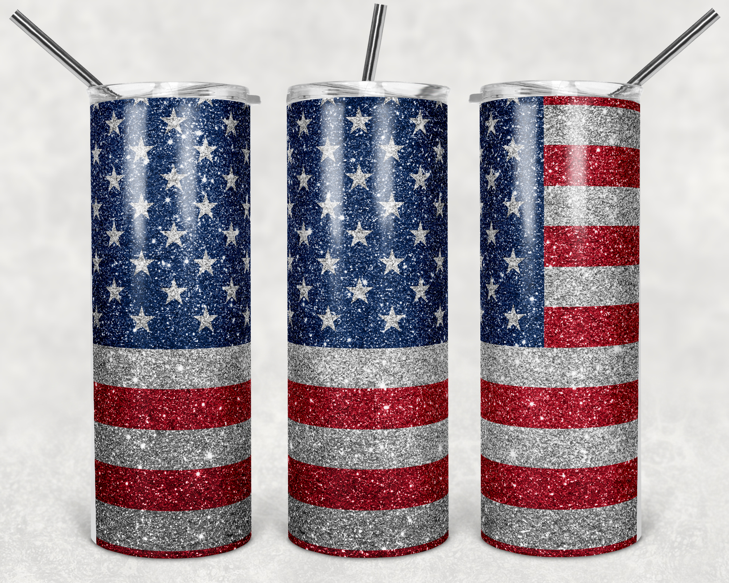 American Flag- 20oz or 30oz Skinny Tumblers w/ Lid and Metal Straw