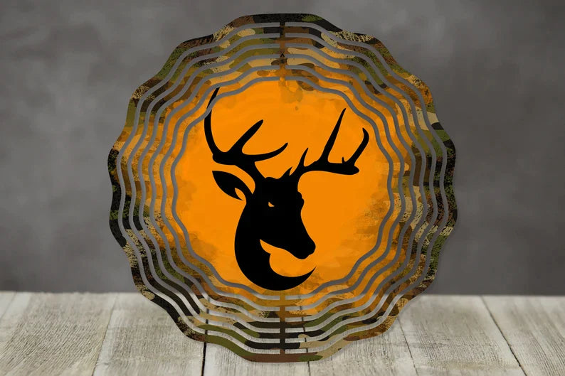 10 inch Wind Spinners - Orange and Deer