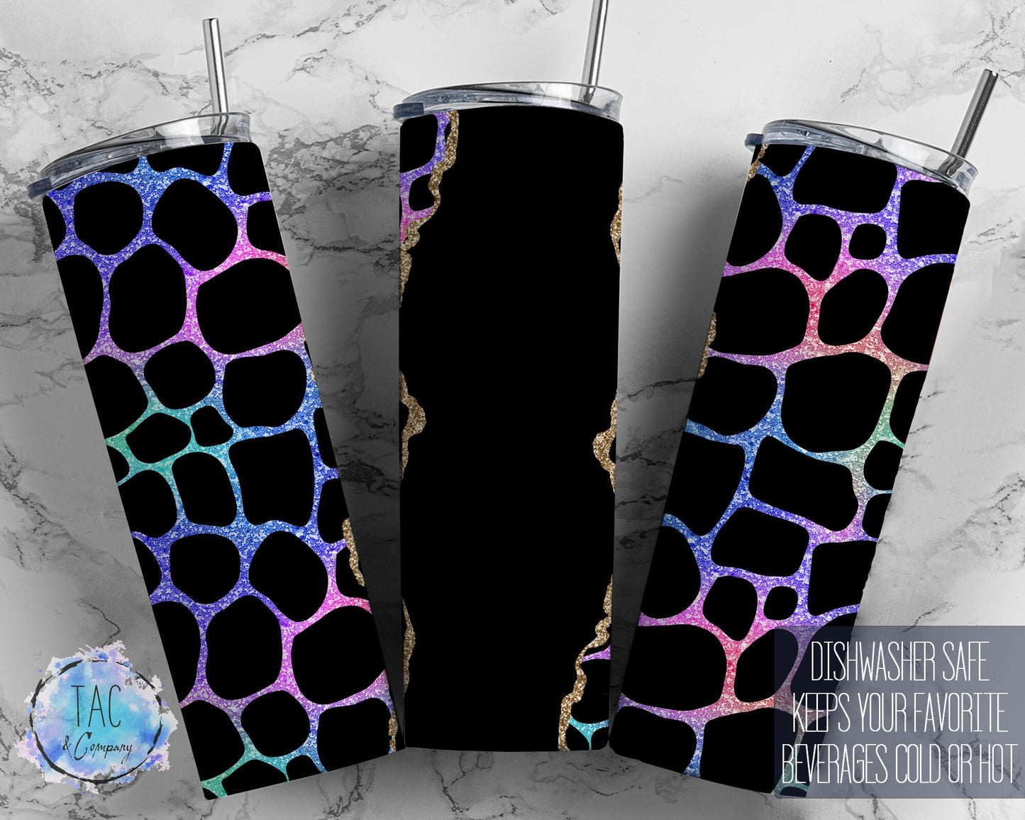 Bright Giraffe Blackout Watercolor Seamless Gift - Skinny 20oz Tumbler