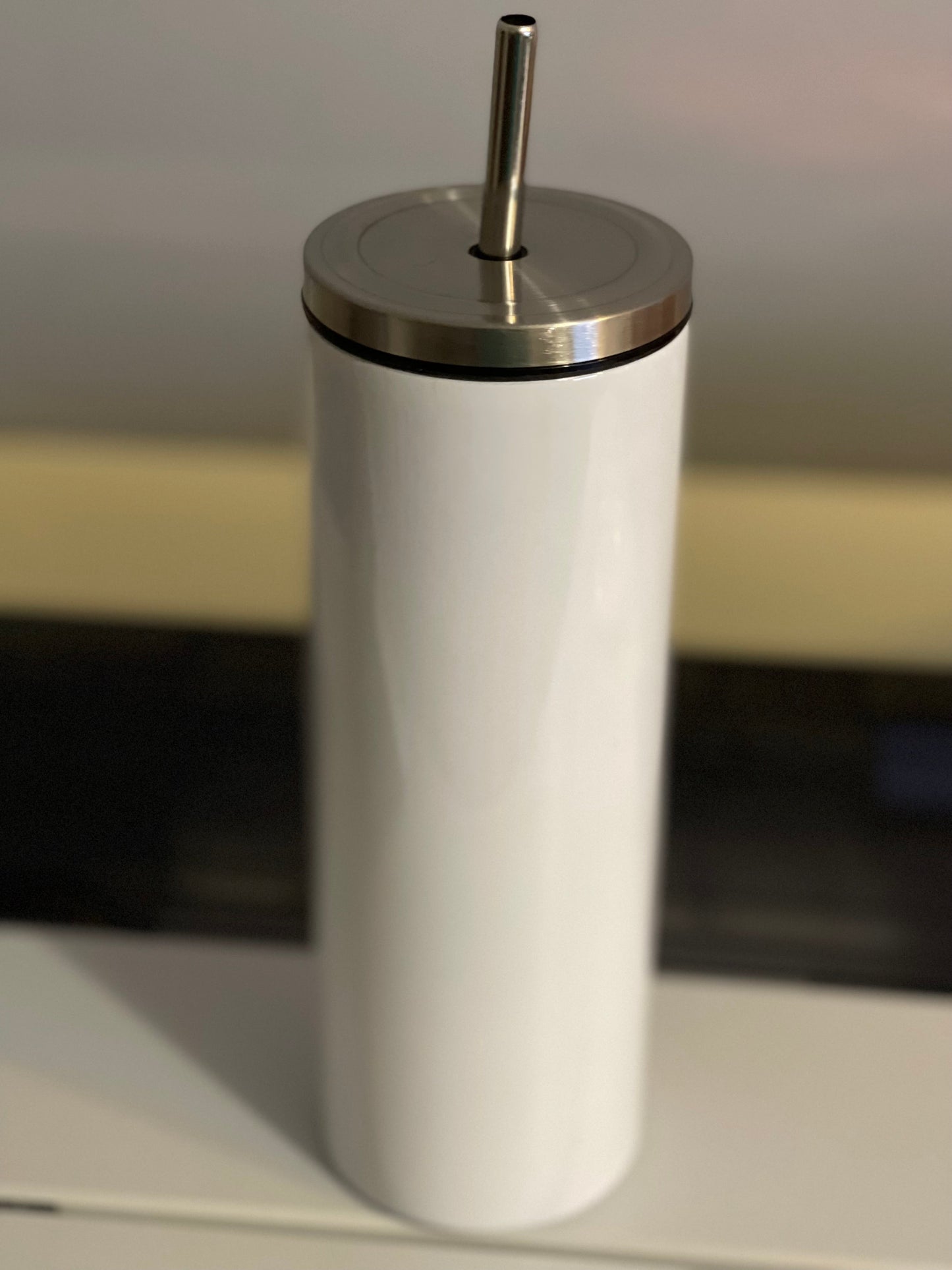 20 oz Skinny Tumbler with Metal lid and Straw