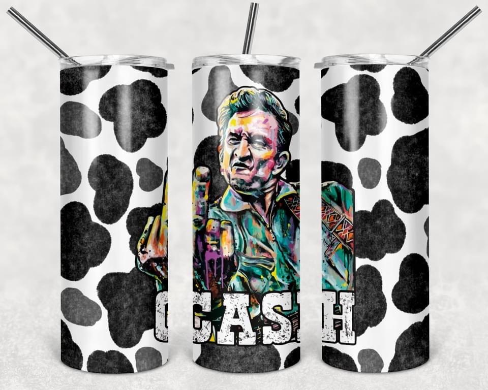 Johnny Cash - 20oz or 30oz Skinny Tumblers w/ Lid and Metal Straw