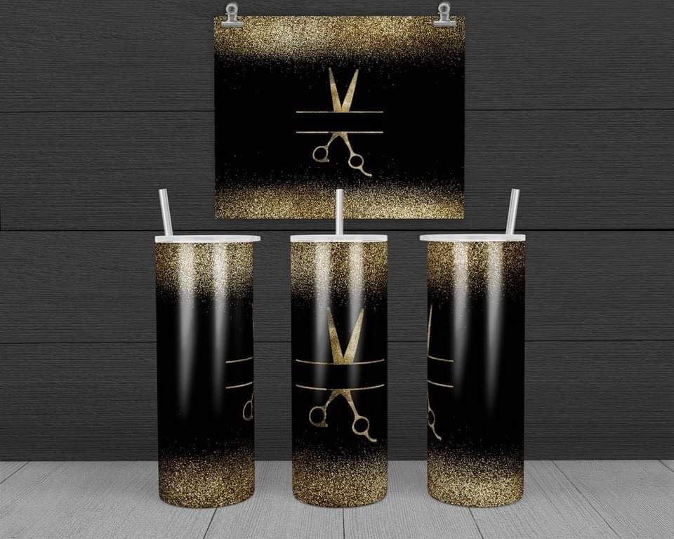 Hairdresser Scissors - 20 oz or 30oz Skinny Tumblers w/ Lid and Metal Straw
