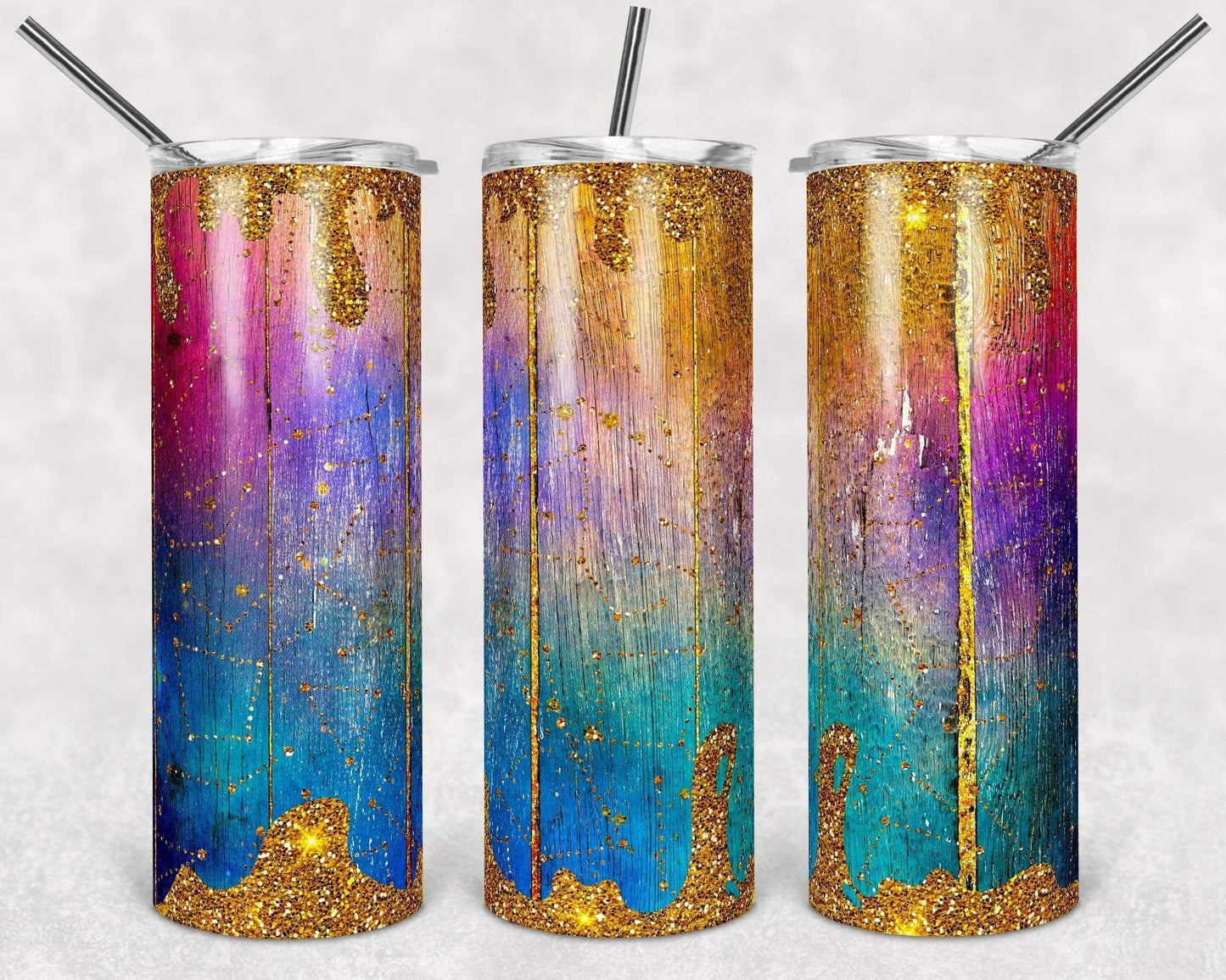 Pink, Purple Blue Gold - 20oz or 30oz Skinny Tumblers w/ Lid and Metal Straw