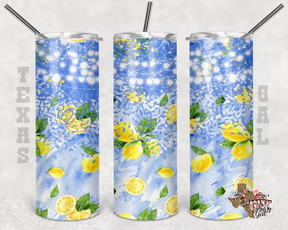 Lemons- 20oz or 30oz Skinny Tumblers w/ Lid and Metal Straw