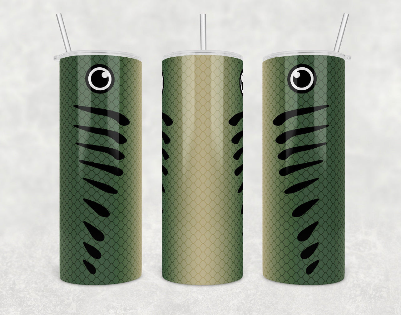 Green Fishing Lure - 20 oz or 30oz Skinny Tumblers w/ Lid and Metal Straw