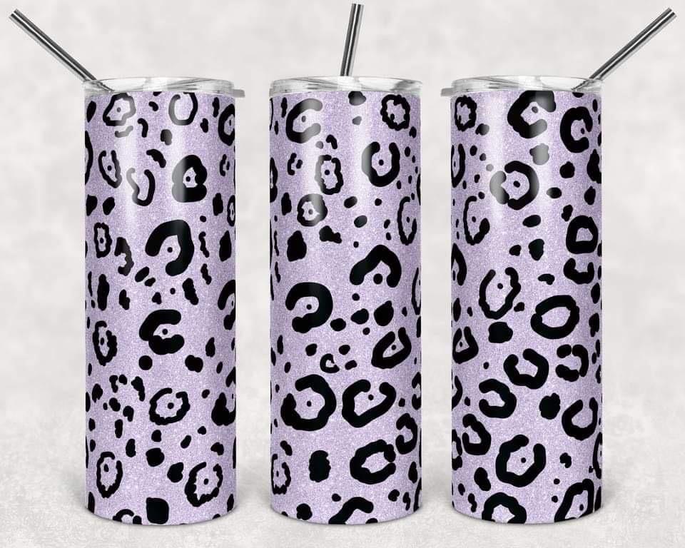 Pink Leopard Print - 20oz or 30oz Skinny Tumblers w/ Lid and Metal Straw
