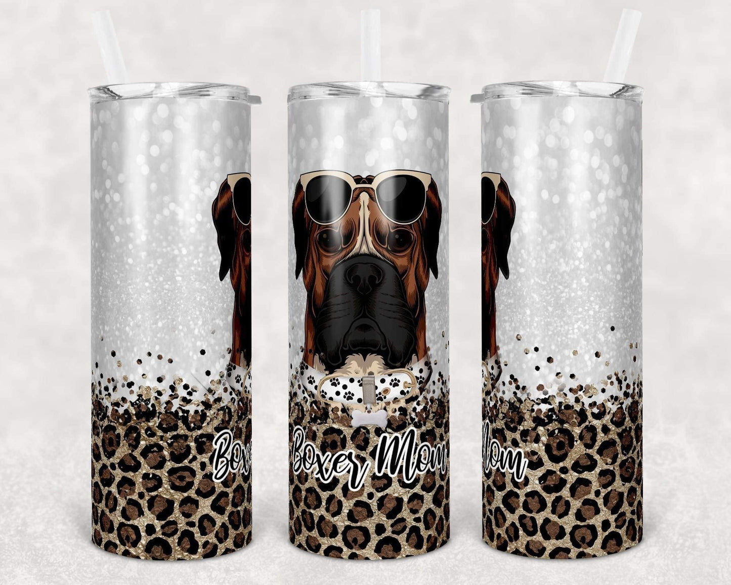 Boxer Dog Mom - 20oz or 30oz Skinny Tumblers w/ Lid and Metal Straw