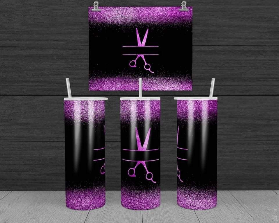 Hairdresser Scissors - 20 oz or 30oz Skinny Tumblers w/ Lid and Metal Straw