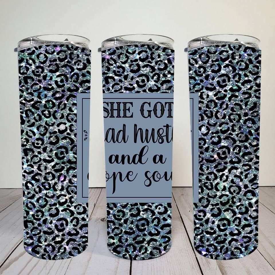 She Got Hustle Cheetah- 20oz or 30oz Skinny Tumblers w/ Lid and Metal Straw