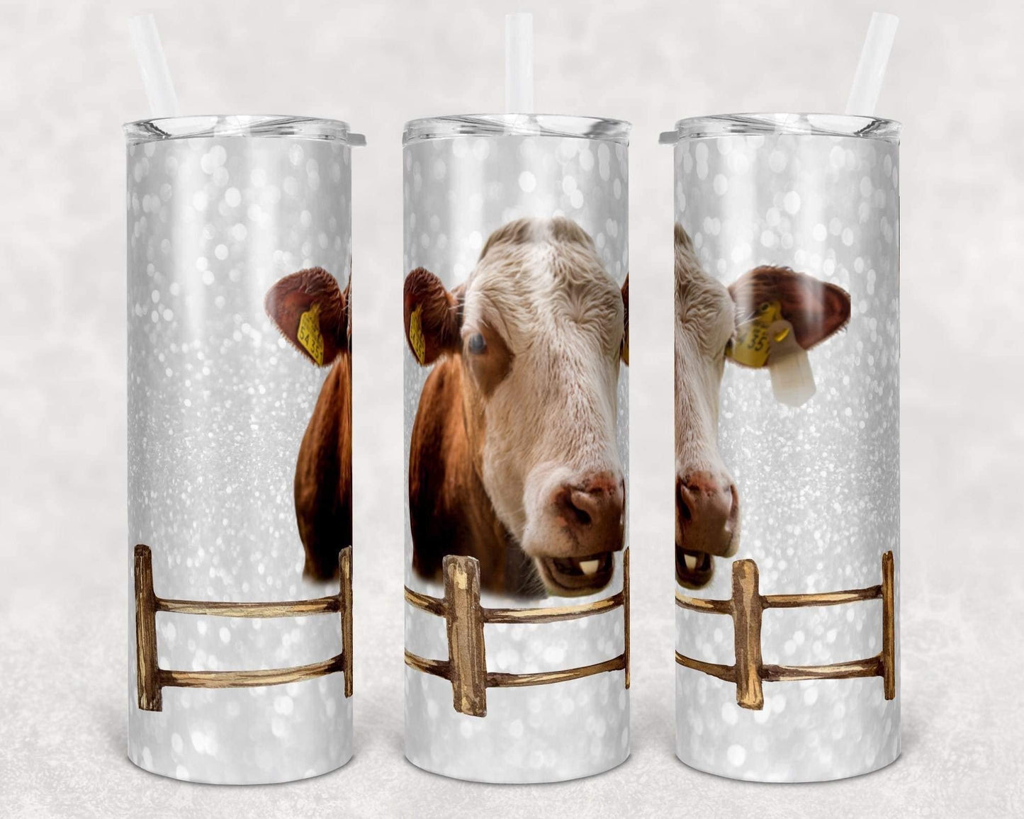 Cow - 20oz or 30oz Skinny Tumblers w/ Lid and Metal Straw