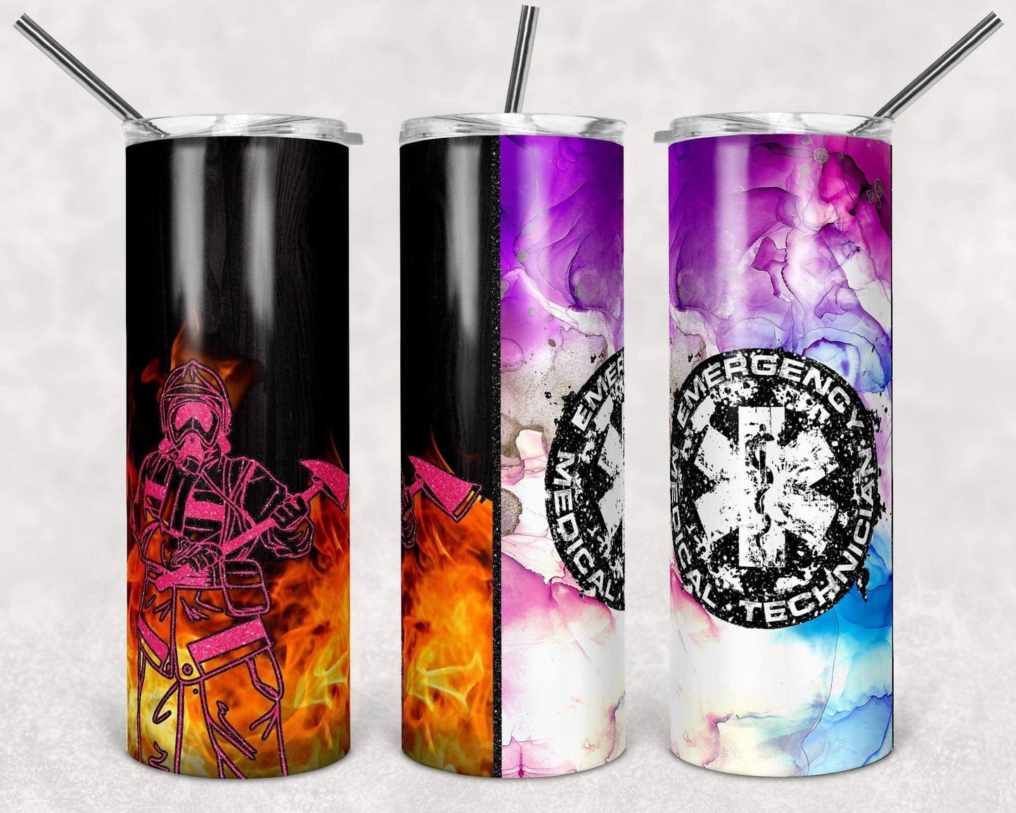 Emergency Technician - 20oz or 30oz Skinny Tumblers w/ Lid and Metal Straw