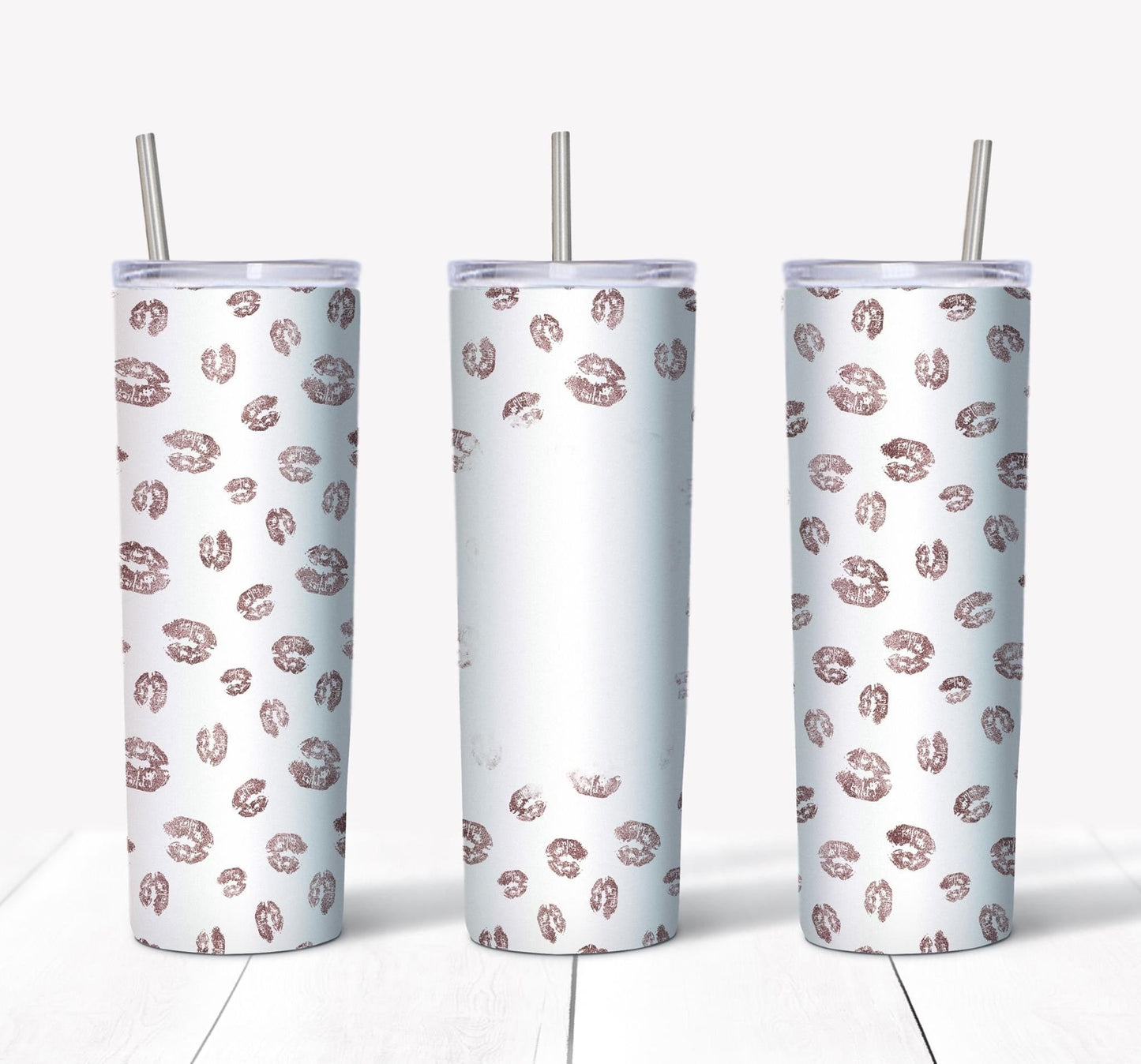 Tan Kisses Picture- 20oz or 30oz Skinny Tumblers w/ Lid and Metal Straw