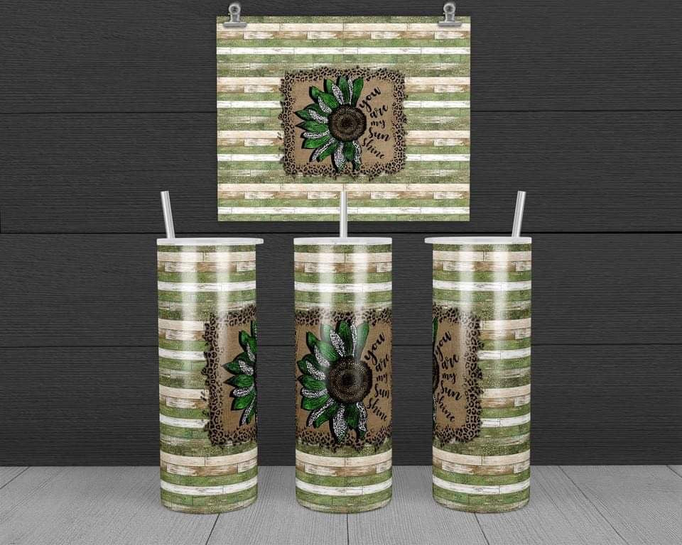 Sunflower with words - 20 oz or 30oz Skinny Tumblers w/ Lid and Metal Straw