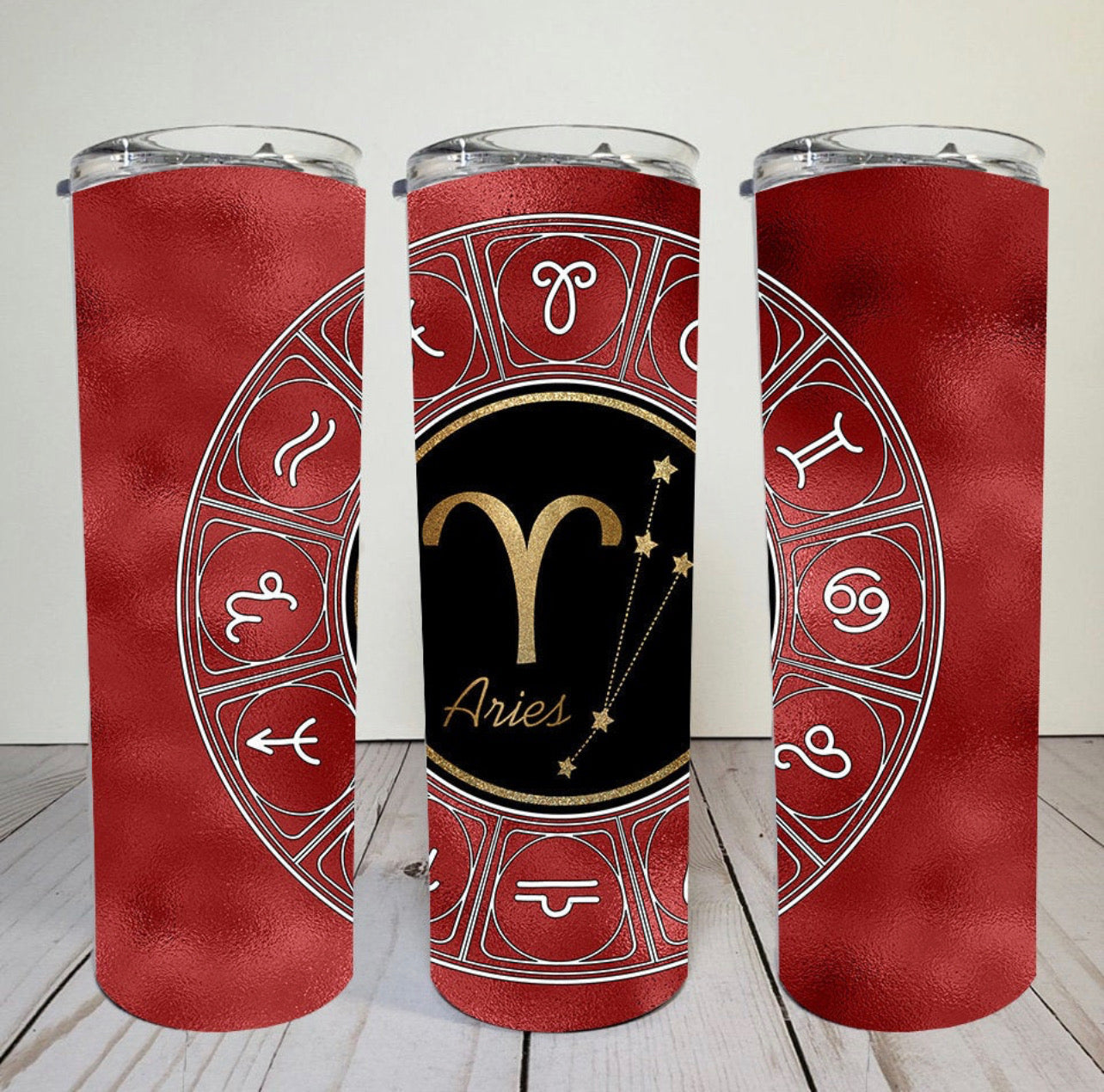 Aries Zodiac- 20 oz or 30oz Skinny Tumblers w/ Lid and Metal Straw
