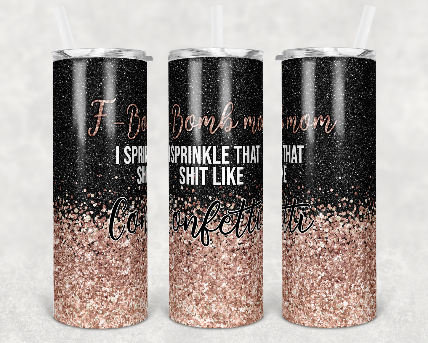 F-Bomb Mom - 20 oz or 30oz Skinny Tumblers w/ Lid and Metal Straw