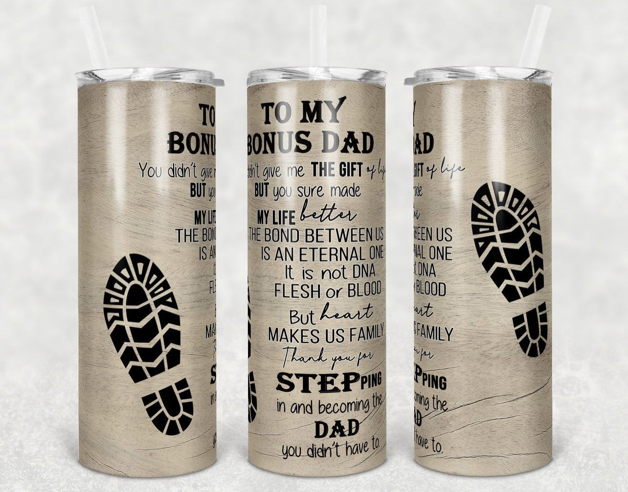 Bonus Dad - 20 oz Skinny Tumblers w/ Lid and Metal Straw '