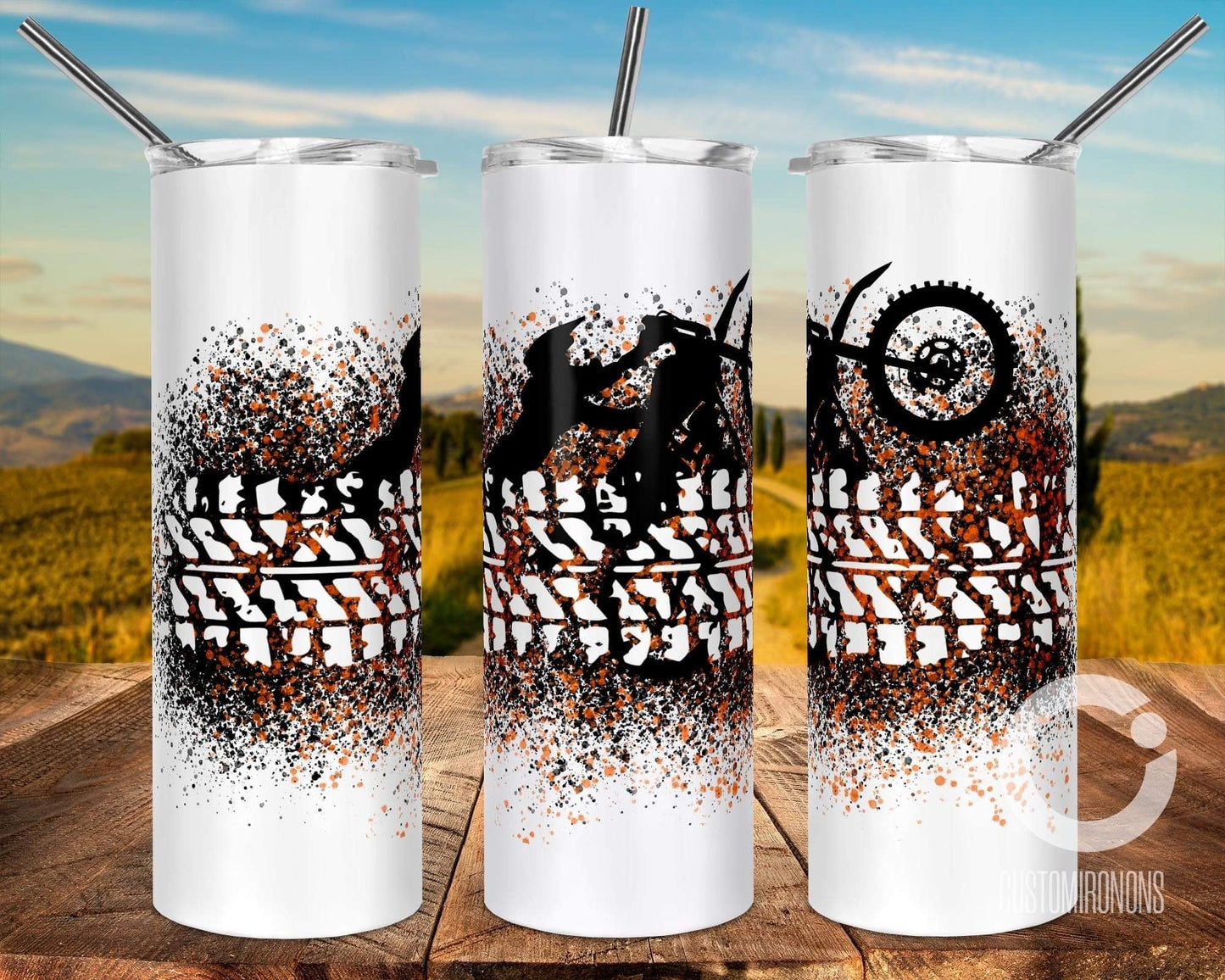 Gold Dirtbike - 20oz or 30oz Skinny Tumblers w/ Lid and Metal Straw
