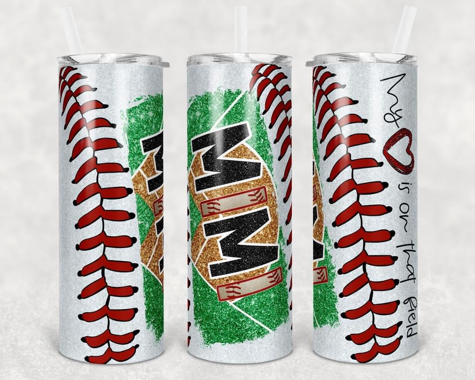 Baseball Mom - 20 oz or 30oz Skinny Tumblers w/ Lid and Metal Straw