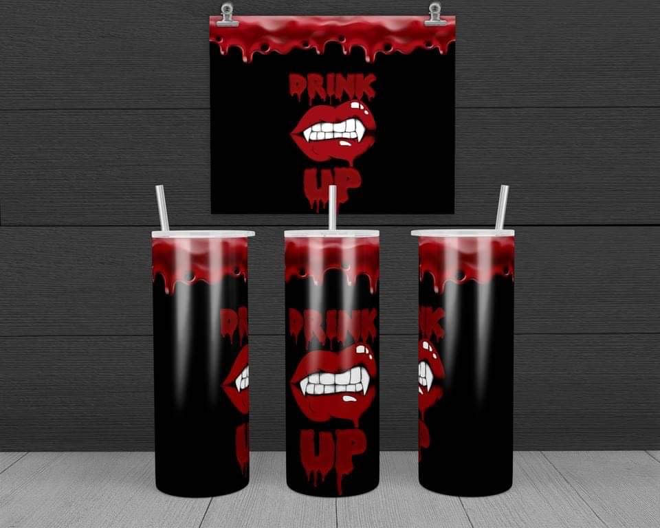 Drink up - 20 oz or 30oz Skinny Tumblers w/ Lid and Metal Straw