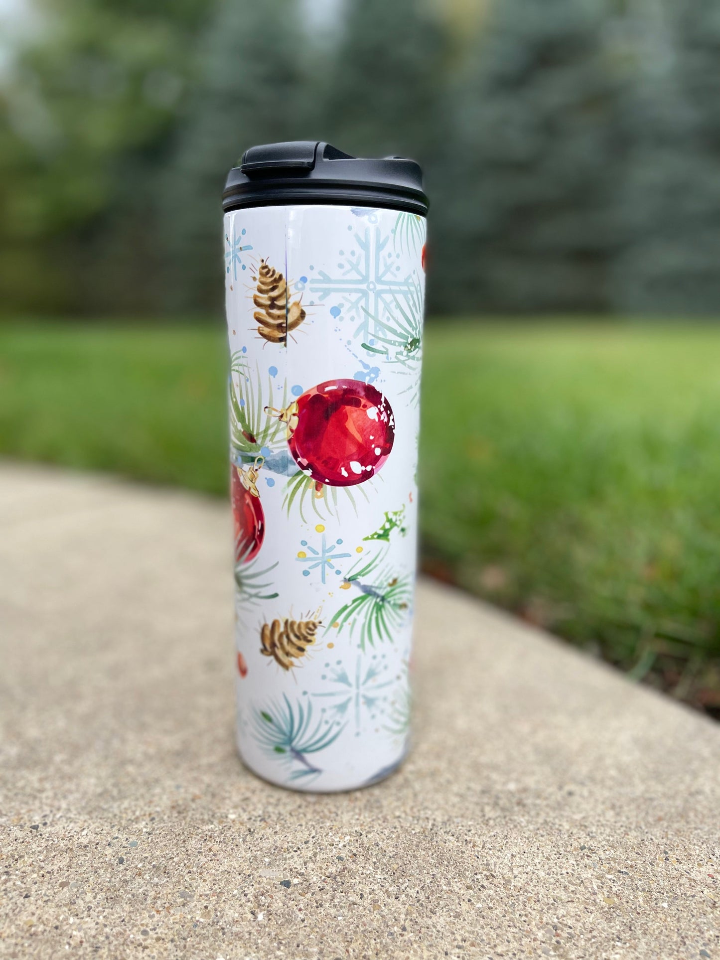 Holiday Deer - 20 oz Skinny Tumblers w/Lid and Metal Straw