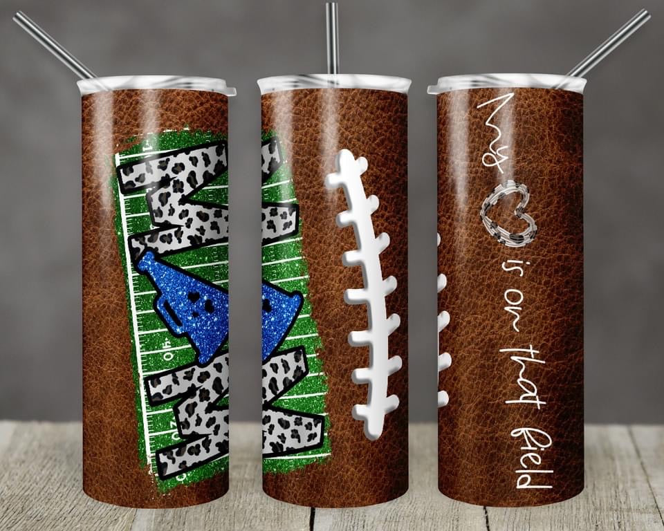Football Mom - 20oz or 30oz Skinny Tumblers w/ Lid and Metal Straw