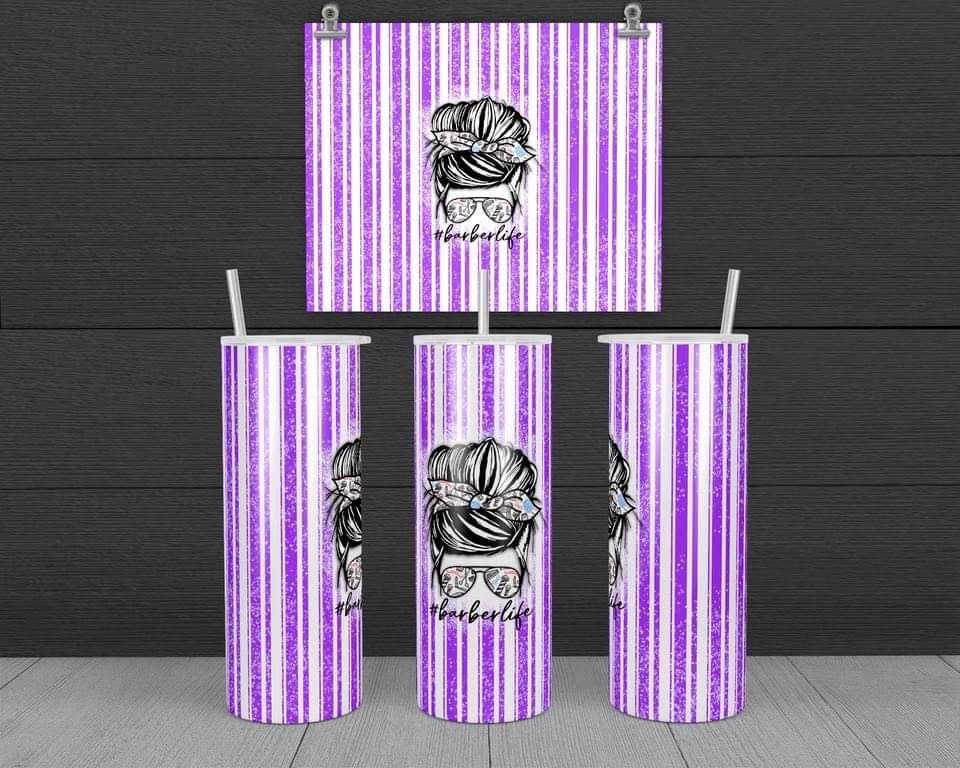 Barber Life - 20 oz or 30oz Skinny Tumblers w/ Lid and Metal Straw