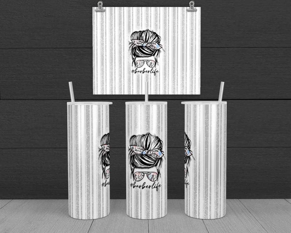 Barber Life - 20 oz or 30oz Skinny Tumblers w/ Lid and Metal Straw