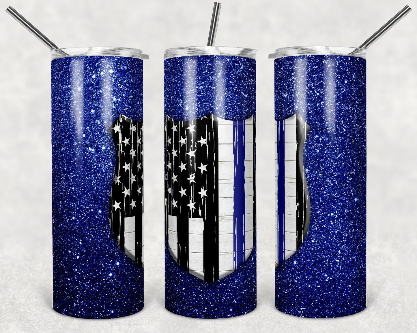 Sparkle Police- 20 oz Skinny Tumblers w/ Lid and Metal Straw