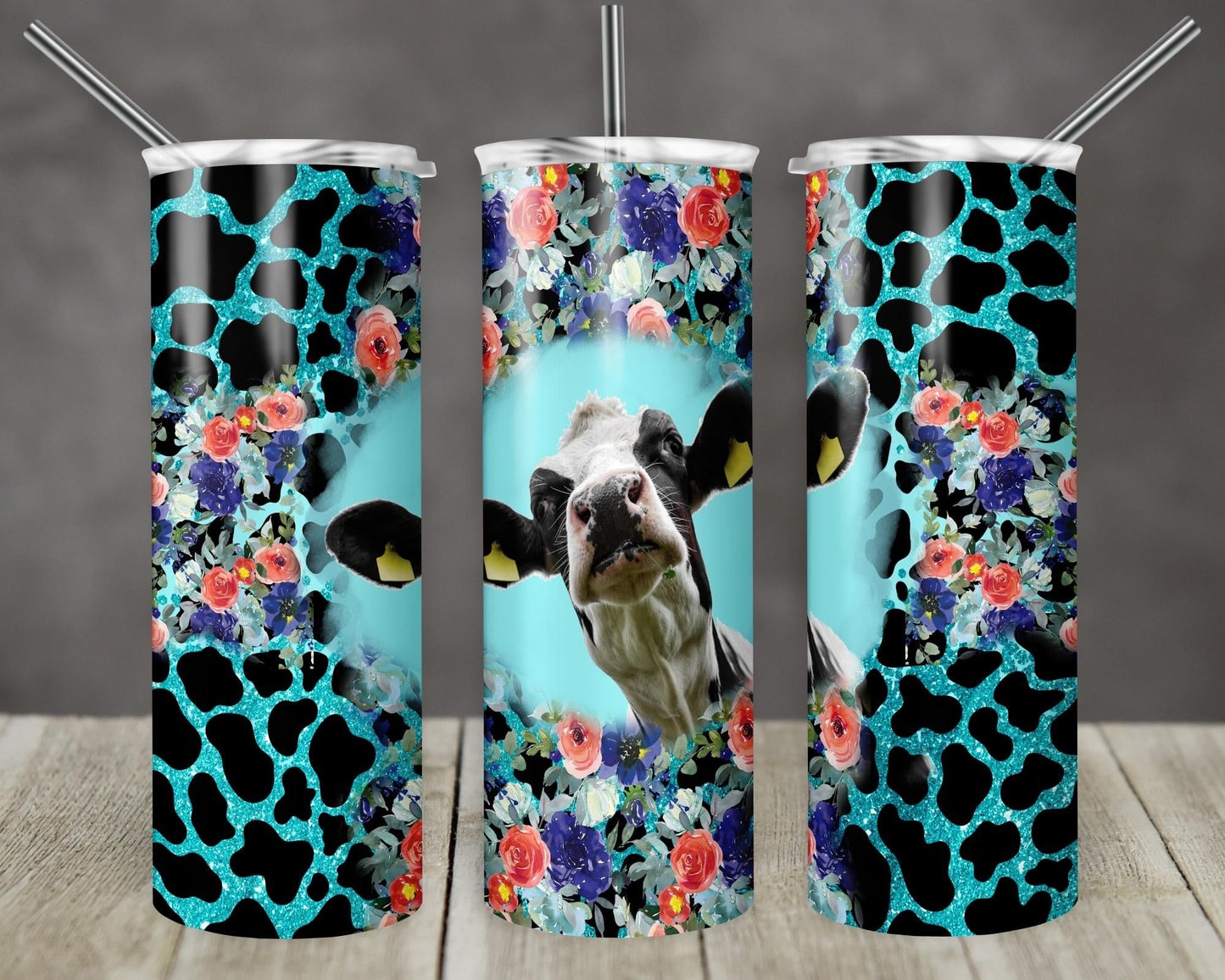 Cow Floral - Will You Be My Bridesmaid? - 20oz or 30oz Skinny Tumblers w/ Lid and Metal Straw