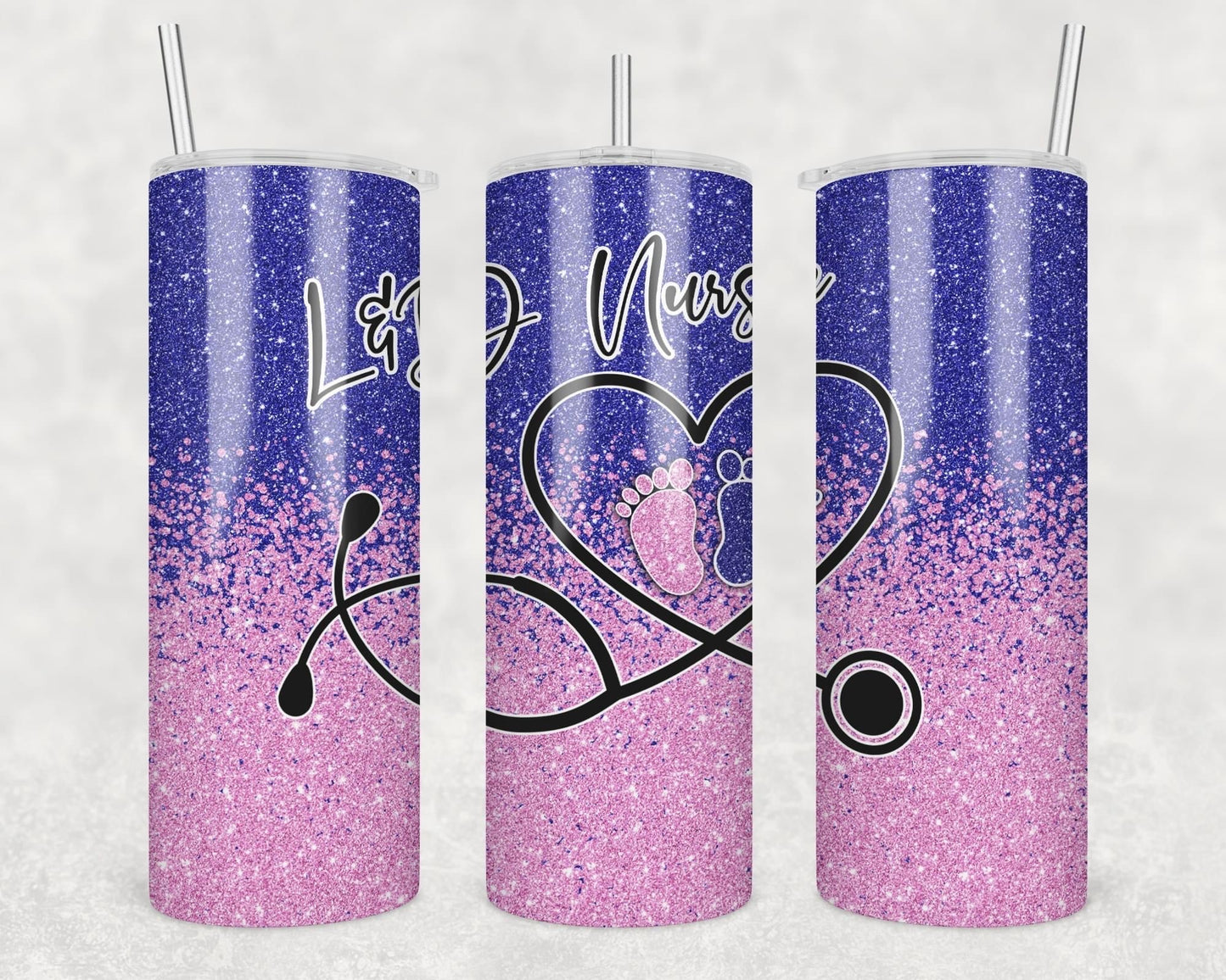 L&D Nurse -20 oz or 30oz Skinny Tumblers w/ Lid and Metal Straw