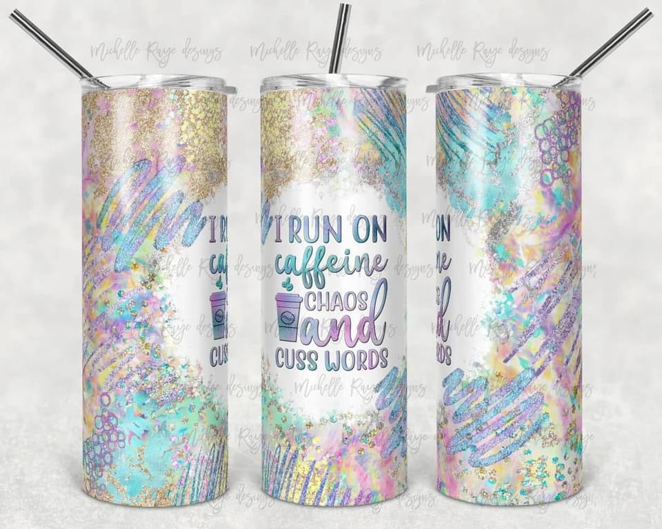 I run on Caffine- 20 oz or 30oz Skinny Tumblers w/ Lid and Metal Straw