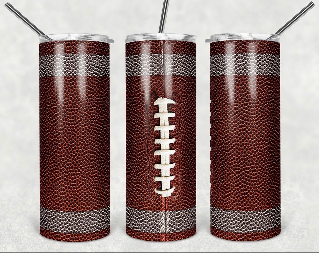 Football Plain- 20oz or 30oz Skinny Tumblers w/ Lid and Metal Straw