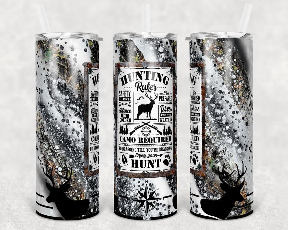 Hunting Rules - 20oz or 30oz Skinny Tumblers w/ Lid and Metal Straw