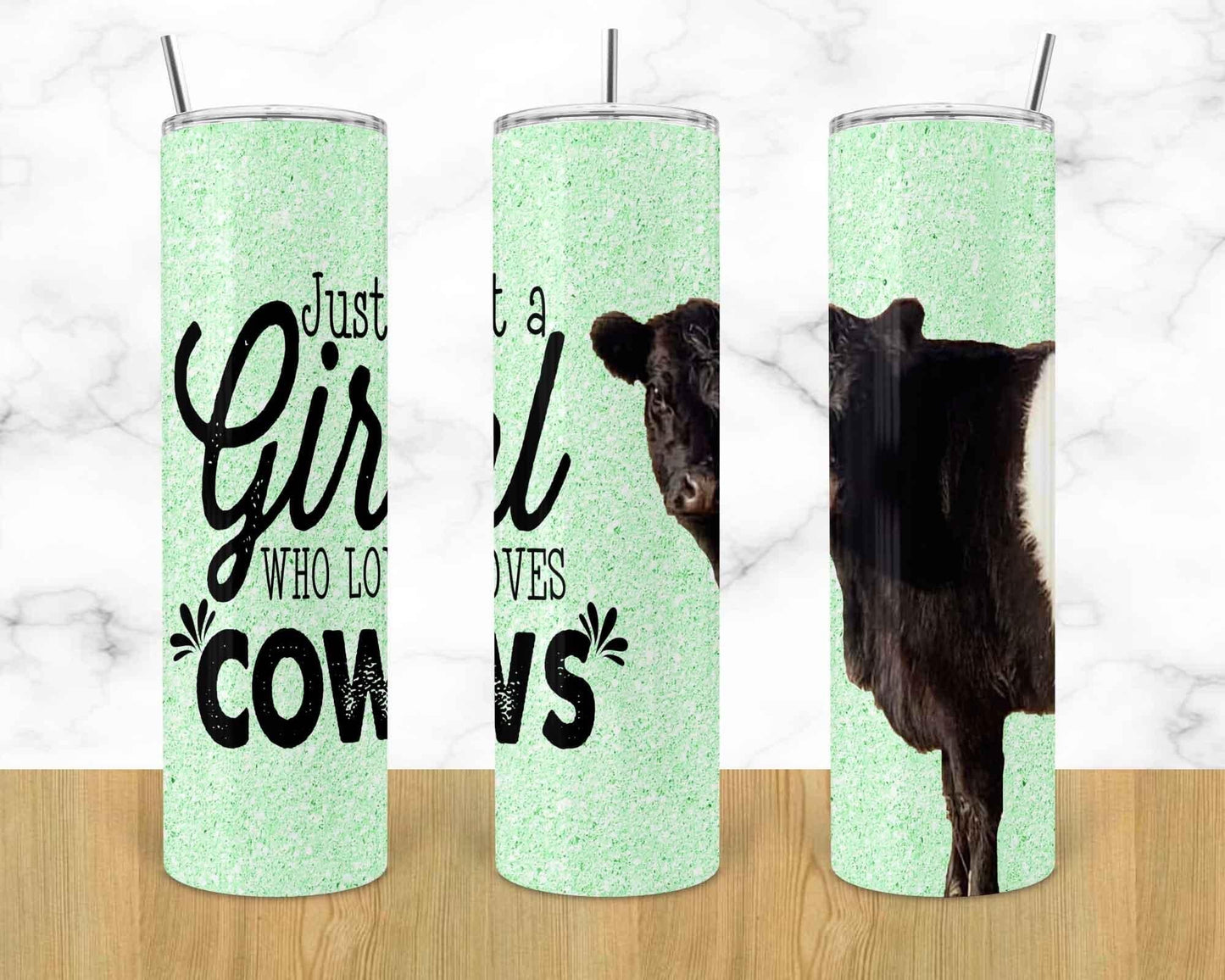 Just A Girl Who Loves Cows - 20oz or 30oz Skinny Tumblers w/ Lid and Metal Straw