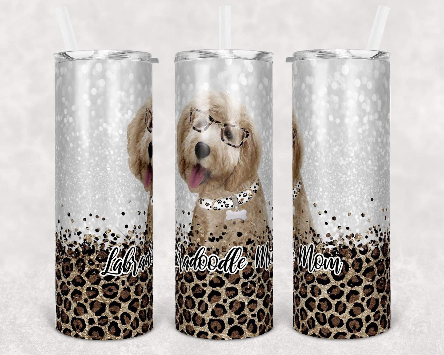 Labradoodle Dog Mom - 20oz or 30oz Skinny Tumblers w/ Lid and Metal Straw