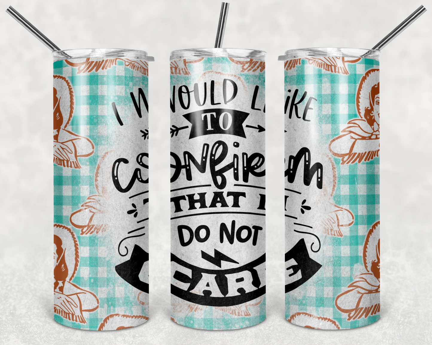 I would Like to Confirm that I do not care - 20 oz or 30oz Skinny Tumblers w/ Lid and Metal Straw